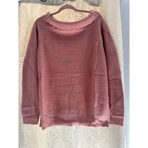 Hayden Los Angeles Pink Off The Shoulder Cowl Neck Chunky Knit Sweater 1XL 2XL